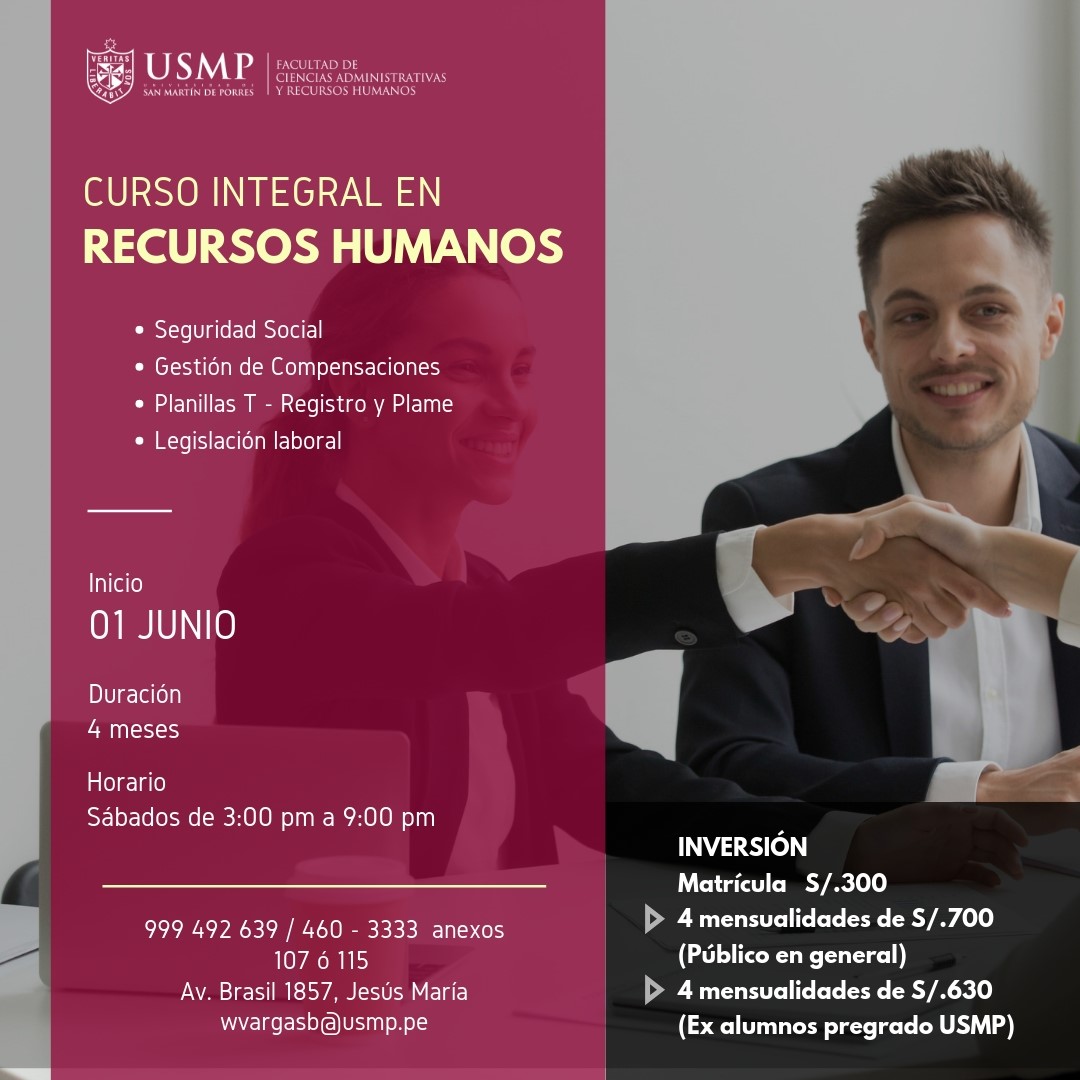 Usmp Ofrece Curso Integral En Recursos Humanos Facultad De Ciencias Administrativas Y Recursos 9144